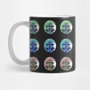 Festive Green Blue Decorated Christmas Tree Holidays on Black Mug